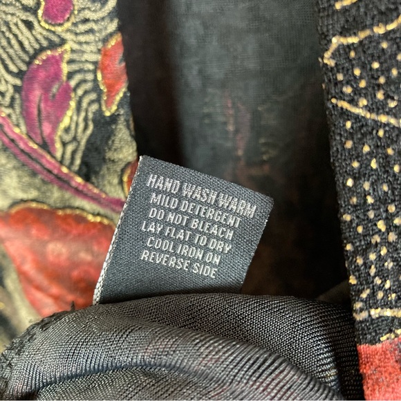 Dressbarn Size 18 20 Beaded Fringe Cardigan Black Floral Glitter Textured Slinky - Picture 7 of 13